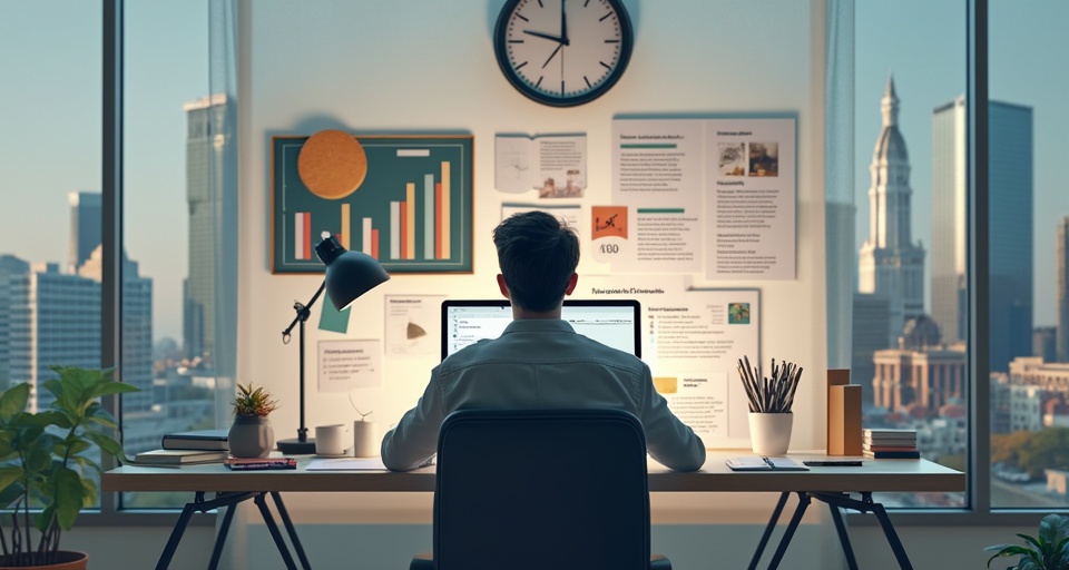 Person focused on how to prioritize side hustle jobs at a tidy desk, emphasizing efficiency and goal-setting.